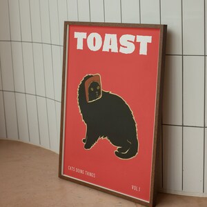 Konsttryck med Toast Cat, rolig svart kattaffisch (PDF och PNG)