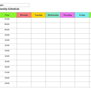 Editable weekly schedule, printable weekly schedule