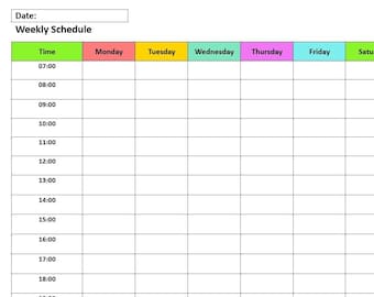 Editable weekly schedule, printable weekly schedule