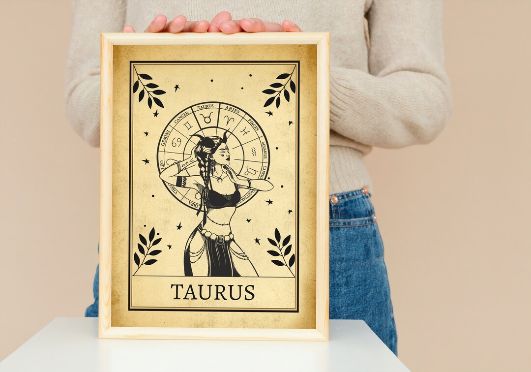 Taurus Tarot Card Poster Zodiac Astrology Digital Wall Art Etsy