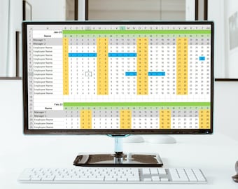 Staff annual leave tracker, holiday calendar for work, excel  - 2023/2024