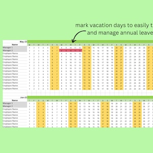 Staff Annual Leave Tracker, Holiday Calendar for Work, Excel 2025/2025 - Etsy