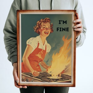 Funny Kitchen Wall art, Feminism Art, Retro Vintage 50s Printable Poster, Cooking Housewife Wall Print, Funny House Warming Gift Kitchen Art