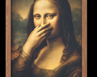 Funny Mona Lisa Bathroom Wall Art, Parody Mona Lisa Bathroom Toilet Wall Arts Decoration, Present for Art Lovers, Leonardo Da Vinci