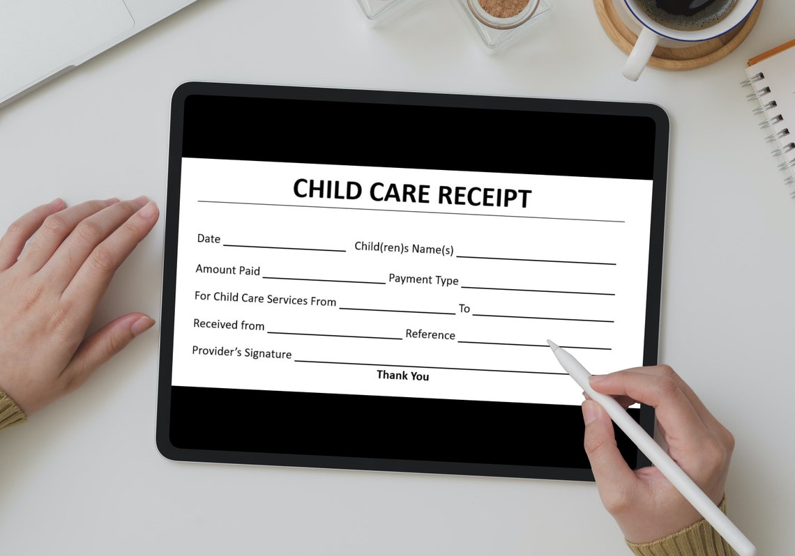 Childcare Receipt Form, Daycare Receipt Template. Printable/editable