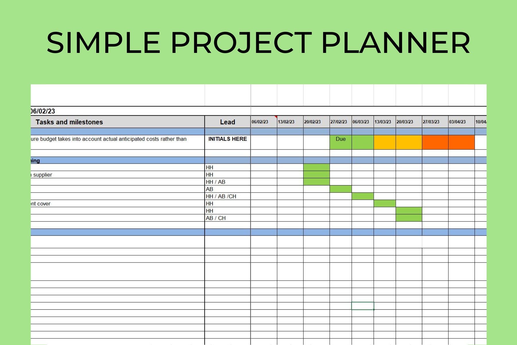 Simple Project Planner Excel, Project Planner Spreadsheet, Project