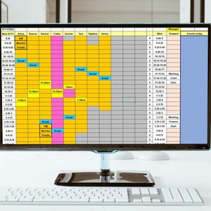 Staff rota, staff roster, schedule for work, shift manager - Excel