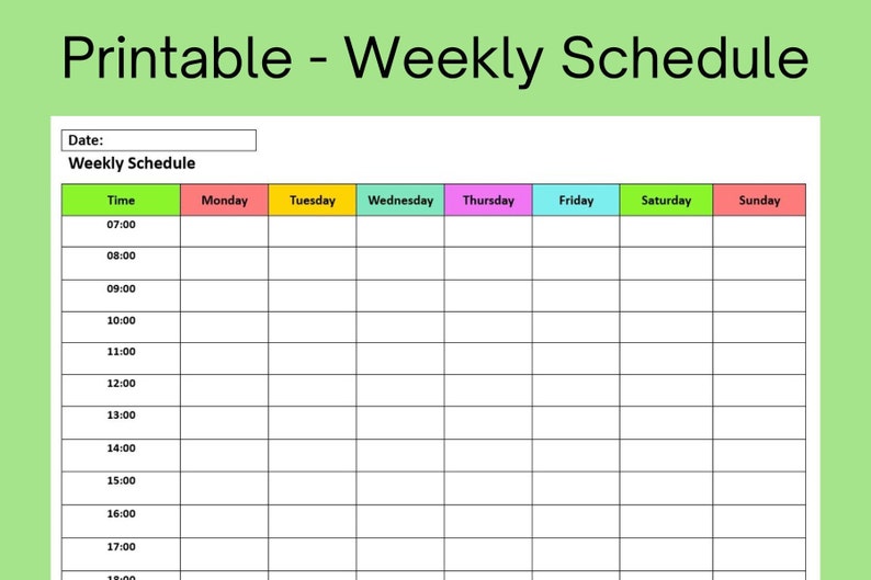 Editable Weekly Schedule, Printable Weekly Schedule - Etsy