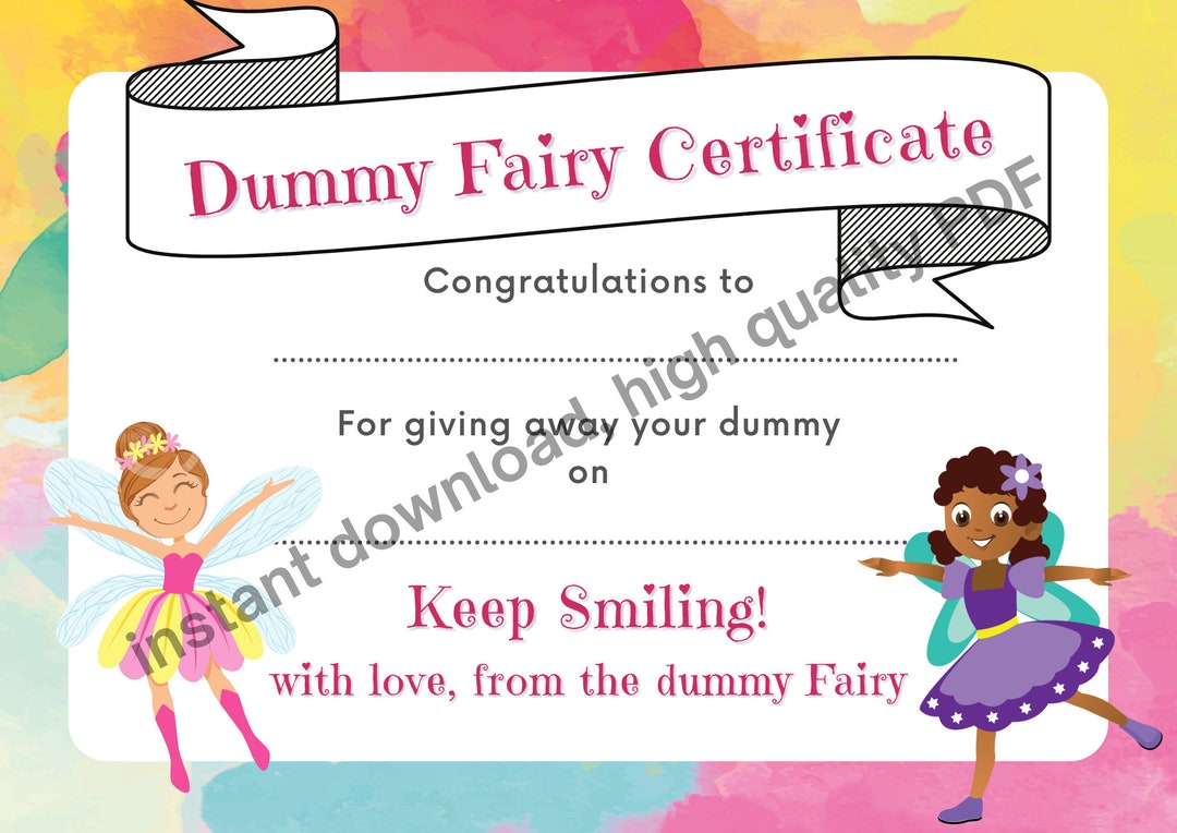 Dummy Fairy Certificate Dummy Fairy Letter Pacifier Fairy Etsy