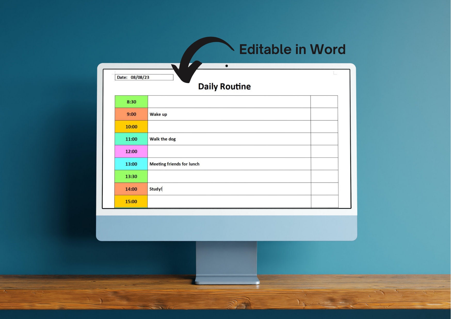 Minimalist Daily Routine, Editable on Word, Printable Digital File ...