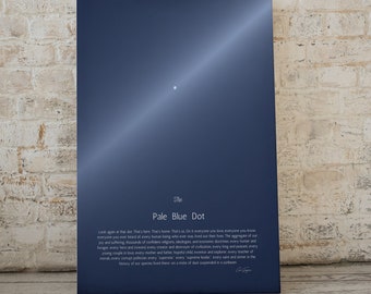 The Pale Blue Dot, Carl Sagan Inspirational Zitat, Digital Art Astronomie Poster, blassblauer Punkt, NASA