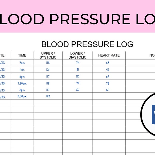 Druckbares Blutdruck-Log