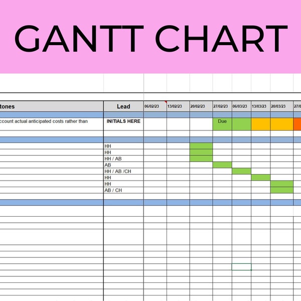 Diagramma di Gantt, Excel semplice pianificatore di progetto, foglio di calcolo del pianificatore di progetto, modello di gestione del progetto, tracker del progetto