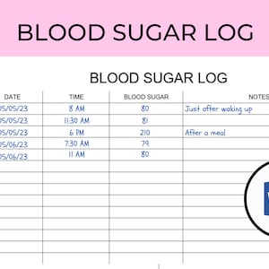 Printable Blood Sugar Log