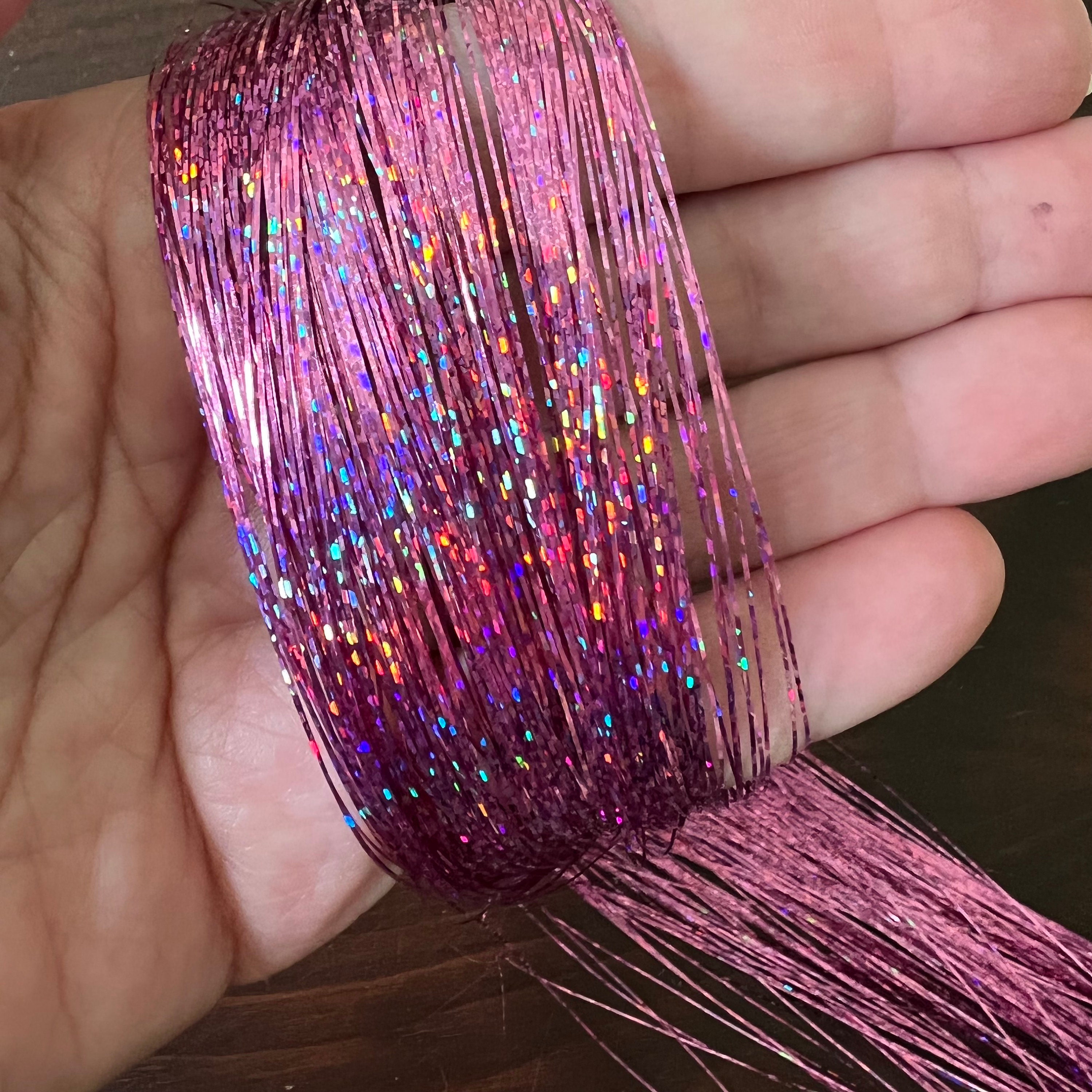 Instatinsel Hair Tinsel Extensions: Stick-on Strips of 150 Glittery Sparkly  Bling Shimmers. Wash. Heatstyle. Remove. Reuse. for Long Hair 