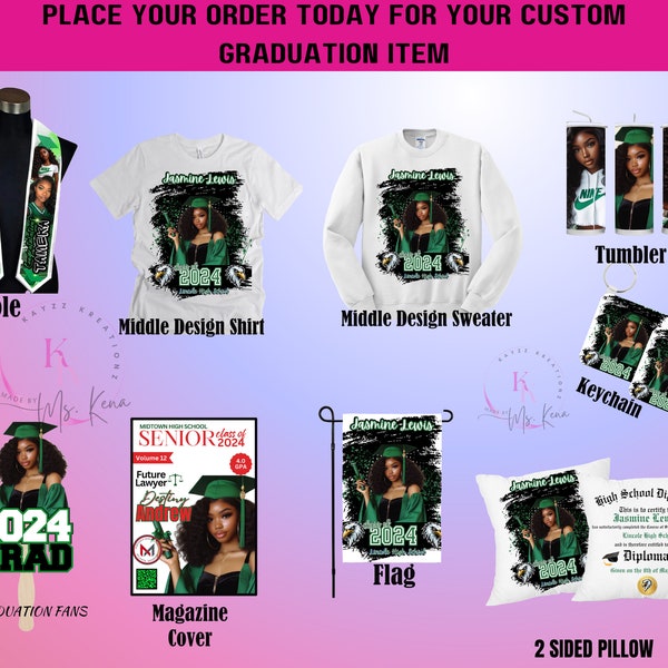 Graduation | Stole | Grad Shirt | Grad fan | Grad tumbler | Sublimation | Grad Pillow | Grad cap