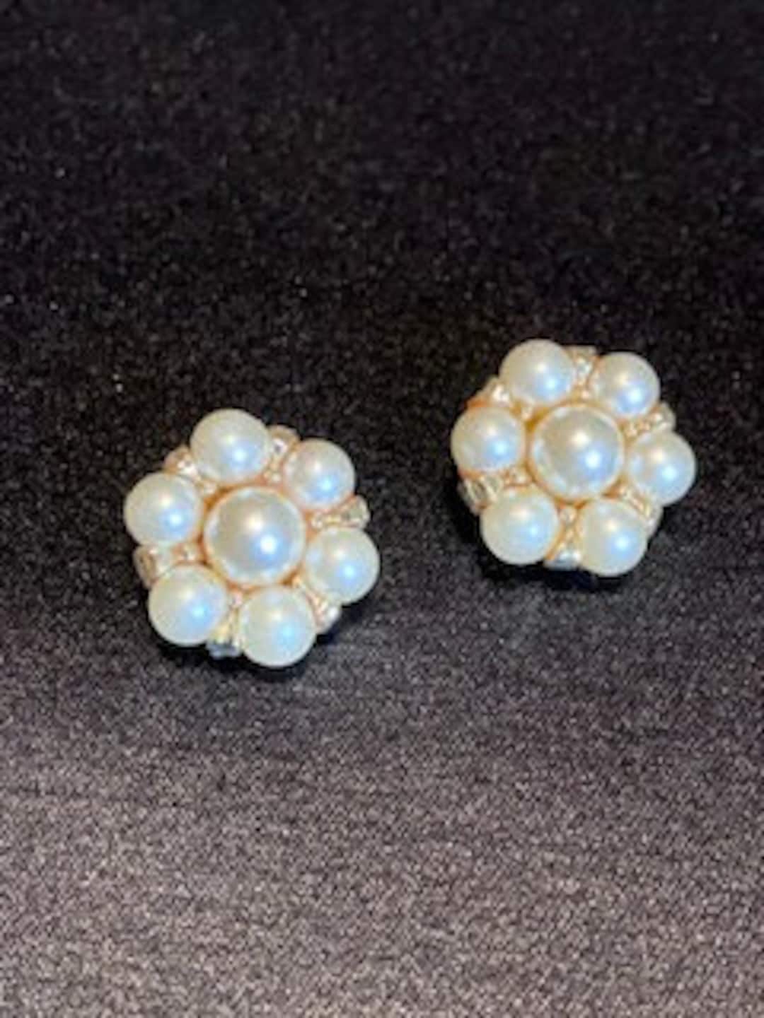 Vintage Costume Pearl Earrings, Clip On, Circa 1950's Etsy