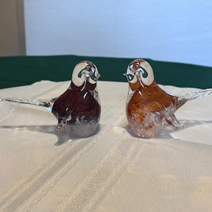 Vintage Noslo Art Glass Love Birds, 1988