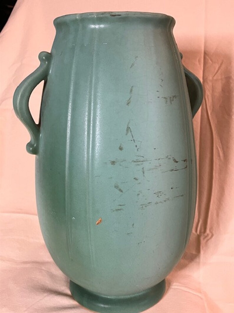 Weller Pottery Wild Rose Doublehandled Urn Vase 1930's Etsy