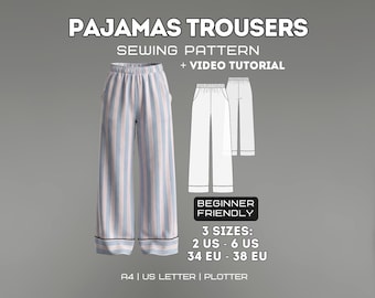 Pajama Pants Sewing Pattern | Women's Lounge Trousers (PDF)
