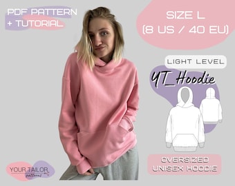 Cozy and Modern Hoodie with Kangaroo Pocket PDF Sewing Pattern | Size L (8US/40EU)