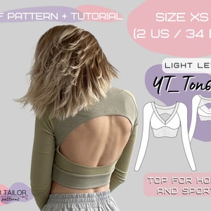 Raglan Sleeve Top with Deep V-Neckline PDF Sewing Pattern | Size XS (2US/34EU)