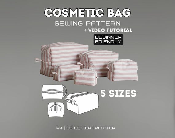 5-in-1 Cosmetic Bag Sewing Pattern | Beginner-Friendly (PDF Pattern)