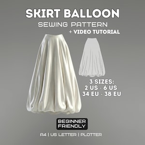 Chic and Comfortable Balloon Skirt | PDF Sewing Pattern | Sizes: XS-M (2US/34EU - 6US/38EU)