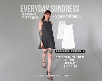 Everyday Sundress PDF Sewing Pattern | Sizes L-2XL | Flattering A-Line | Video Tutorial Included