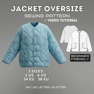 Giacca oversize / Modello di cucito PDF / Taglie: XS-M (2US/34EU - 6US/38EU)
