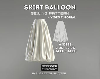 Balloon Skirt Sewing Pattern | Intermediate Level (PDF Pattern)
