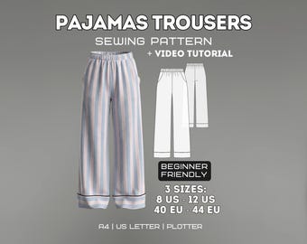 Pajama Pants Sewing Pattern | Women's Lounge Trousers (PDF Pattern)