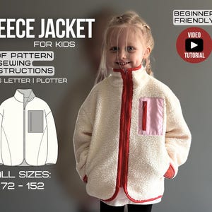 Fleece Jacket for Kids PDF Sewing Pattern | Fully Lined | Oversized Fit | Sizes 72–152 cm (Height-Based)