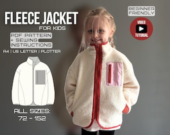 Kids' Fleece Jacket Sewing Pattern | Fully Lined, Oversized Fit (PDF)