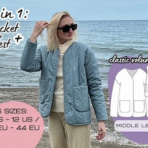 2-in-1 Jacket + Vest | PDF Sewing Pattern | ALL Sizes: XS-2XL (2US/34EU - 12US/44EU)