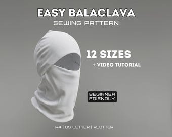 Balaclava Pattern PDF | Ski Mask | Kids to Adult | Easy + Video | A4, US Letter, Plotter