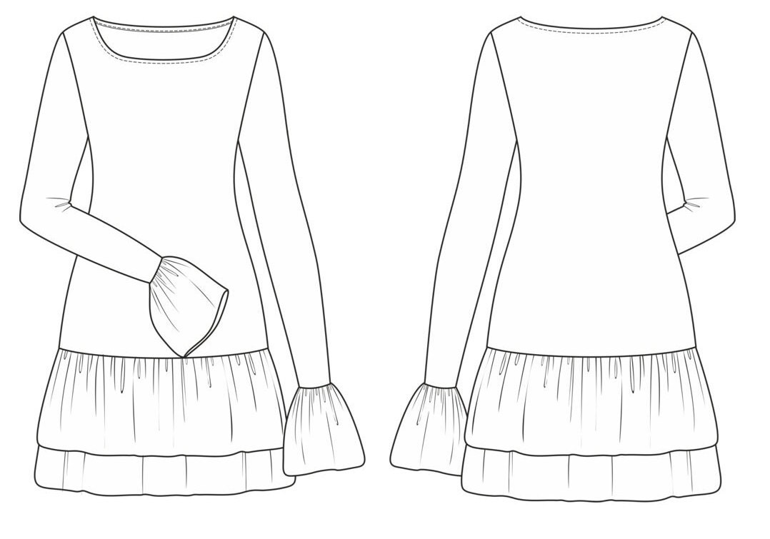 Fitted Mini Dress Sewing Pattern | Ruffle Detailing (PDF Pattern, Size M) -  Etsy