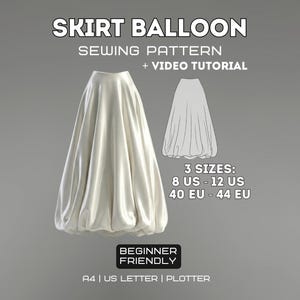 Chic and Comfortable Balloon Skirt | PDF Sewing Pattern | Sizes: L-2XL (8US/40EU - 12US/44EU)