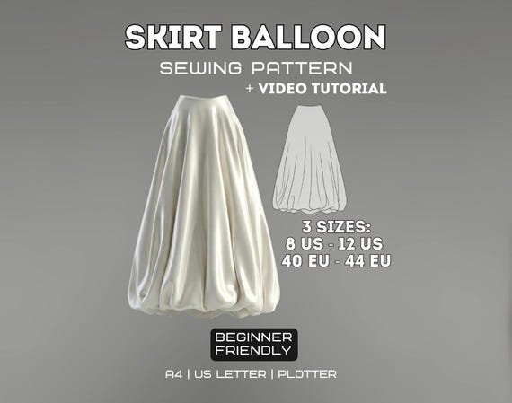 Chic and Comfortable Balloon Skirt | PDF Sewing Pattern | Sizes: L