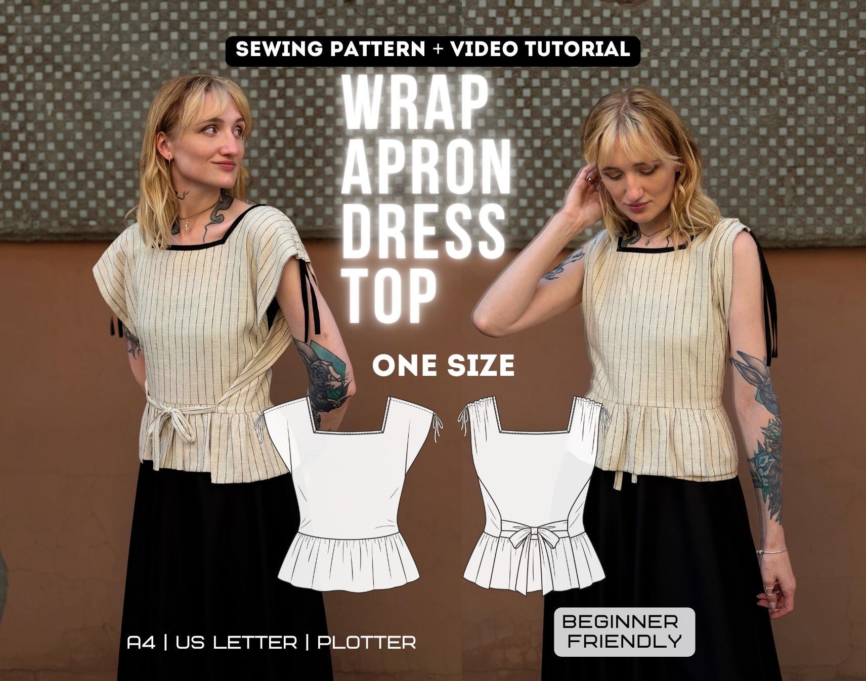 Wrap Around Pinafore Apron Pattern - Etsy