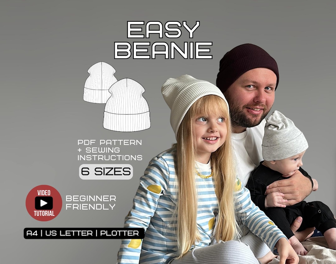 Beanie Sewing Pattern | PDF Download | Cozy Double-layer | Adjustable ...