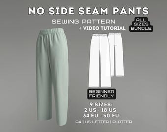 Full Pants Pattern Bundle XS-5XL (US 2-18 / EU 34-50) | No Side Seam | Digital