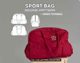 Sport Travel Gym Duffle Bag PDF Sewing Pattern | Video Tutorial (A4, US Letter, Plotter)