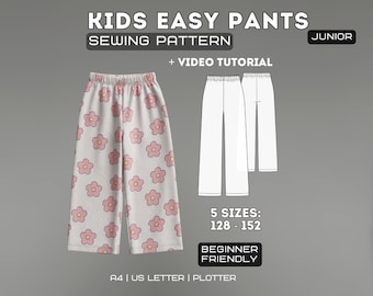 Junior Pants Pattern 128-152 (Age 8-12) | Boys Girls | Easy