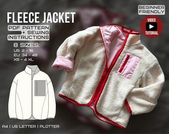 Fleece Jacket Sewing Pattern | Oversized Lined Design (PDF Pattern)