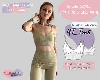 Comfort Top Sewing Pattern PDF | Front Reliefs, Stitched Belt (Size 2XL)