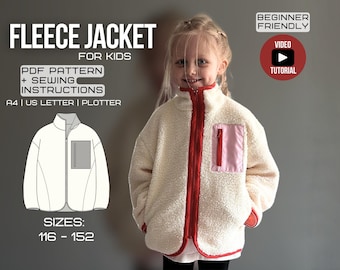 Kids' Fleece Jacket Sewing Pattern | Lined DIY Outerwear (PDF)