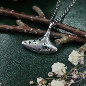 Handmade Sterling Silver Ocarina Necklace: Legend of Zelda Pendant