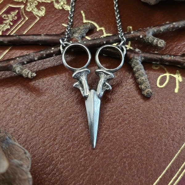Mushroom Scissors Pendant, Over the Garden Wall Inspired Jewelry, Handcrafted Sterling Silver Necklace, Limited Edition, Adelaide Scissors