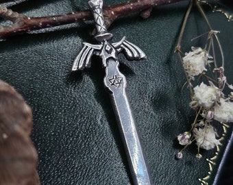 Hand Sculpted Sterling Silver Master Sword Pendant - Legend of Zelda Jewelry